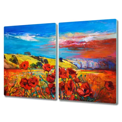 Produktbild von Coloray Hackbrett Herdabdeckplatte 2x40x52 cm Küchenbrett Kochplattenabdeckung Schneidebrett - Blumen Himmel