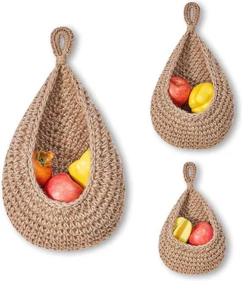 Produktbild von Famanu Wandkorb Set - 3 Stück handgefertigte Baumwollseil Körbe für Boho Küchen Nachbildung