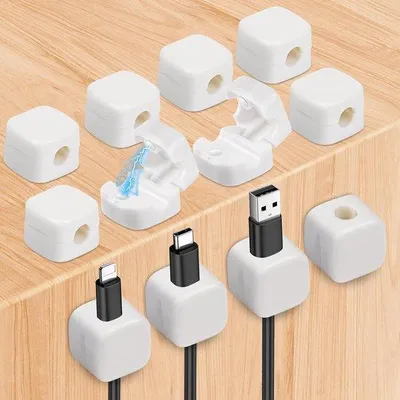 Produktbild von Famanu Kabelclips Magnetisch - Starke selbstklebende Halterung - 12 Stück (Weiß)