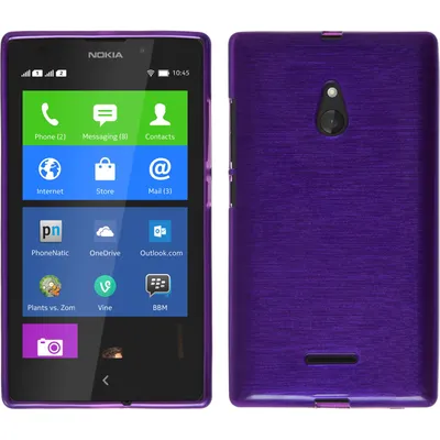 Produktbild von PhoneNatic Case kompatibel mit  Nokia XL - lila Silikon Hülle brushed + 2 Schutzfolien