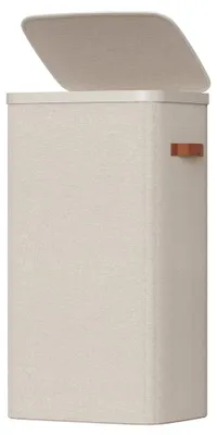 Immagine prodotto di Cesto per la biancheria da 100 litri con coperchio e maniglie | Beige | 32x42x75 cm
