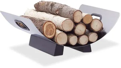 Immagine prodotto di Secchio in acciaio e legno - per legna da ardere e libri - 1 pezzo - 16x41x33 cm