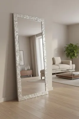 Image de Miroir mural avec cadre en bois, finition argent, dimensions 65x165 cm. Fabriqué en Italie. Miroir moderne pour l'entrée, le salon ou la chambre, idéal pour la décoration intérieure