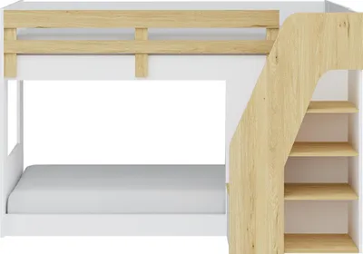 Produktbild von Etagenbett 90 x 190 cm - Mit Ablagefächern - Weiß und natur - NAROJAS