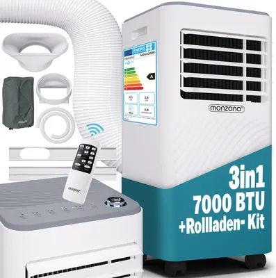 Produktbild von MONZANA® lokale Klimaanlage MZKA2000 Mobil Abluftschlauch 7000BTU 3in1 750W 24h Timer 25qm Fernbedienung Luftentfeuchter Rollladenkit Klimagerät