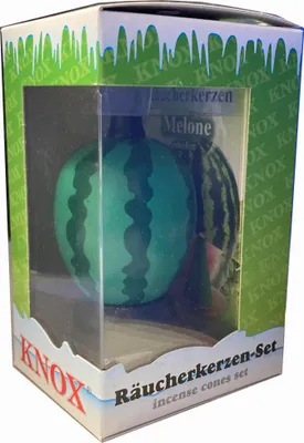 Produktbild von Knox Räucher-Set Melone Räucherfigur aus Holz Melone mit 24 Räucherkerzen Melone
