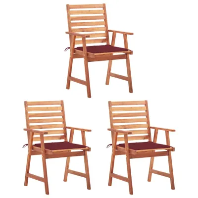 Produktbild von Garten-Essstühle 3 Stk. mit Kissen Massivholz Akazie