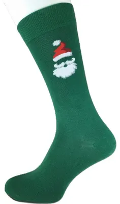 Produktbild von Bonnie Doon Weihnachtssocke „Mr. Claus“ mit dezent eingestricktem Weihnachtsmann, Herren, Grün, Größe 40/46 – Weihnachtlich – festlich – dezent – glatte Zehennaht – verstärkte Ferse und Spitze – - – fröhliche Socken – Flaschengrün