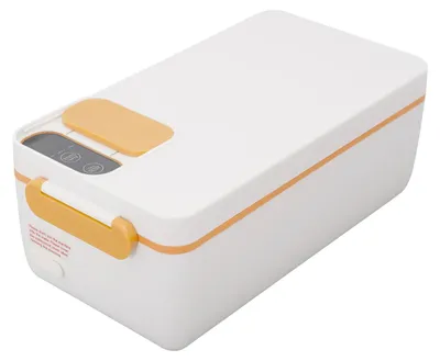 Image de Boîte à lunch électrique portable - Boîte à repas réchauffante - Rechargeable - Avec sac isotherme - Acier inoxydable 304 - Alimentation par USB et par batterie - Contrôle tactile - Orange