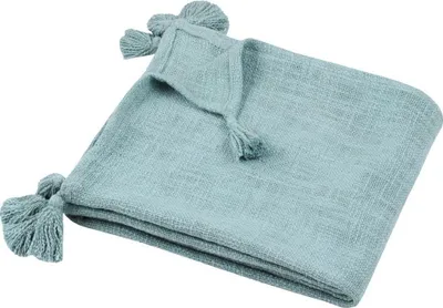 Produktbild von STOF | Tagesdecke - Kuscheldecke - SANCHEZ - 125x150 cm - Aquamarin - Elegante Struktur - Mit Quasten