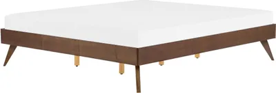 Produktbild von BELIANI Doppelbett Dunkle Esche MDF-Platte Holzoptik mit Lattenrost 180 x 200 cm hohen Beinen Gummibaumholz ohne Kopfteil Klassisch Schlafzimmer Bettrahmen
