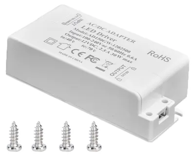 Immagine prodotto di 30 W CC 12 V 2,5 A Driver LED, tensione costante, nessun sfarfallio, trasformatore di luce per bagno, WC, CA 100-240 V