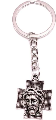 Obrázek produktu pro Onwomania Přívěsek na klíče Ježíšův kříž Crucifix Stříbrný kovový přívěsek Charm