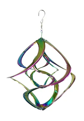 Produktbild von Deko Windspiel doppel Hurrikan Edelstahl Rostfrei Windrad Wind Dancer 44 cm