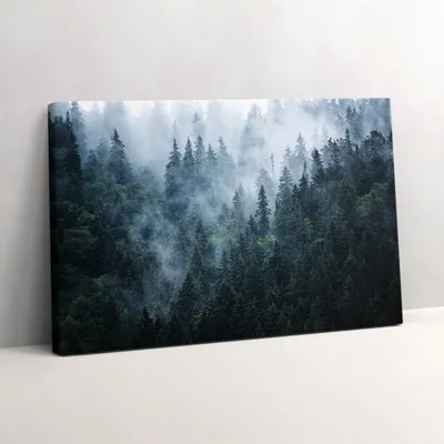 Produktbild von Neblige Berglandschaft – Leinwandbild Wandbild – 60x40 cm – Leinwandbilder – Wandbilder – Schlafzimmer – Flur