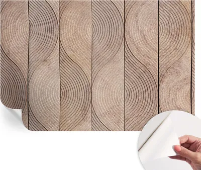 Zdjęcie produktu dla Samoprzylepna tapeta ścienna – dekoracyjna tapeta do salonu – folia samoprzylepna do obrazów ściennych – folia tapetowa do dekoracji ścian – 104 x 70 cm – fale z drewna