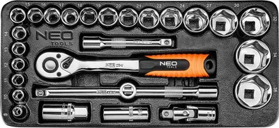 Image de NEO TOOLS Clé à douille 1/2", jeu de 27 pièces, insert