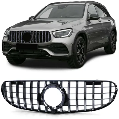 Sport Kühlergrill Schwarz Glanz Chrom passt für Mercedes GLC X253 ohne AMG 2020 – Produktansicht