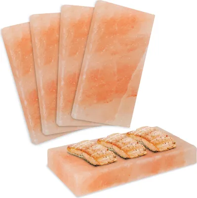 Obrázek produktu pro Izrielar 4x grilovací solný kámen Himalájská solná deska 20 x 10 x 2,5 cm Přírodní solná dlaždice pro plynový gril a troubu