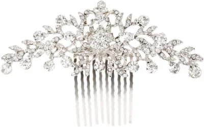 Produktbild von Kristall-Strass-Haarkamm mit Blume, 11 x 4,5 cm, elegantes Haaraccessoire für Damen bei Hochzeiten und besonderen Anlässen