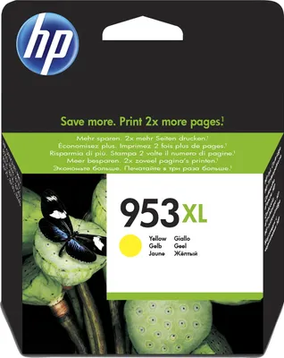 The image shows the packaging of an HP ink cartridge.