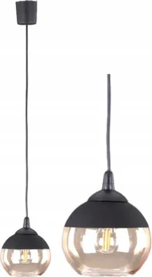 Zdjęcie produktu dla Lampa sufitowa wisząca 90cm Czarna ze szklanym bursztynowym kloszem