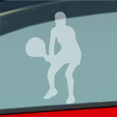 Produktbild von Auto Aufkleber Tennis Tennisspieler Sport Squash 10x6 cm Milchglas Sticker Heckscheibenaufkleber