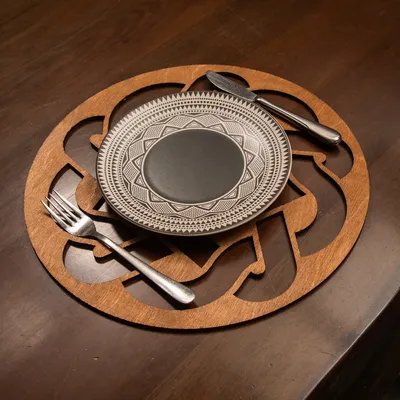 Immagine prodotto di Hermia Concept, Don - Walnut, set di tovagliette in legno (6 pezzi), 100% LEGNO, noce, 36 x 36 cm