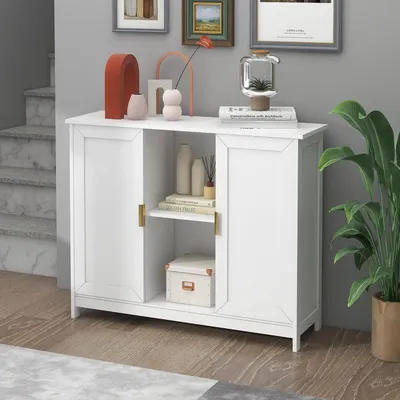 Immagine prodotto di Mobile da cucina bianco con ripiano aperto e ante con chiusura ammortizzata