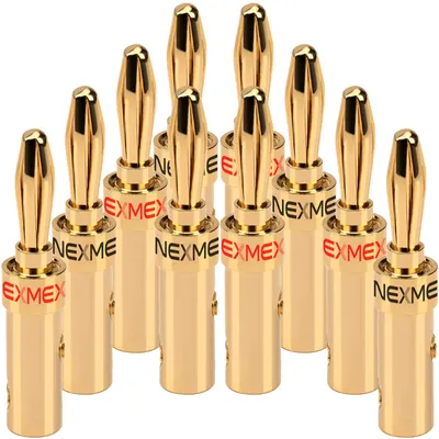 Produktbild von NEXMEX Bananenstecker 4mm schraubbar 10x Stecker vergoldet für Lautsprecherkabel