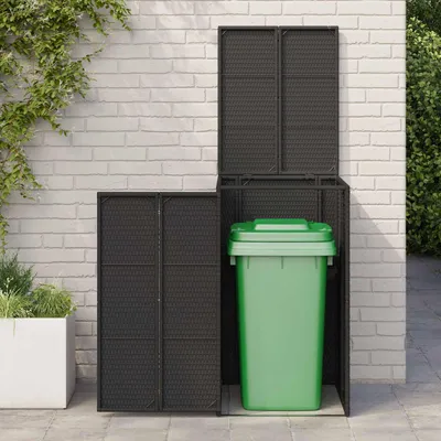 Produktbild von Eleganter Möbel Mülltonnenbox Schwarz 65 x 80 x 115cm Polyethylen - CJG364333 - Mülltonnenboxen
