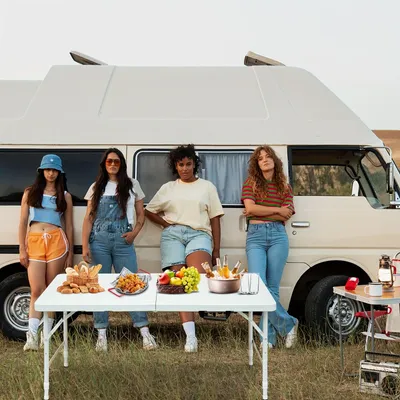 Immagine prodotto di Tavolo pieghevole portatile - Tavolo estensibile - Tavolo da campeggio - Tavolo da picnic - Tavolo da lavoro - Altezza regolabile
