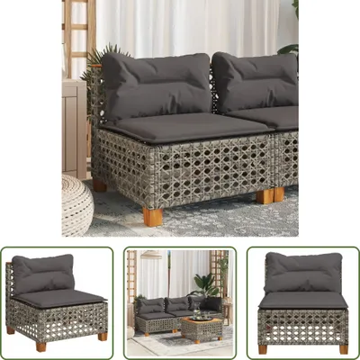 Produktbild von The Living Store Gartensofa ohne Armlehnen mit Kissen Grau Poly Rattan