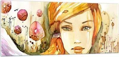 Produktbild von Bilder auf glas - Frau Sommer Blume - 100x40cm - Glasbilder - Wandbilder - Kunstdruck - zum Aufhängen bereit - Wanddekoration aus Glas - Glas Bilder - Wandbild auf Glas - Einteilig - GAB100x40-3538