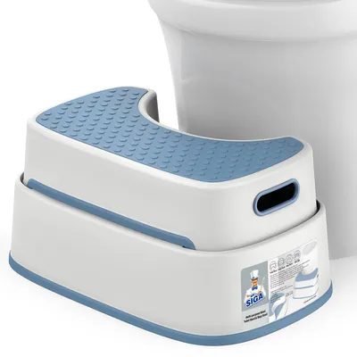 Immagine prodotto di Sgabello per il bagno per adulti, bianco e grigio-blu