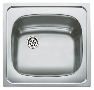 Einbauspüle 45 cm, 1 Becken, Edelstahl, poliert, mit Korbventil