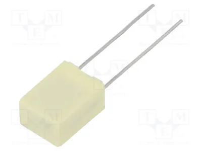 Obrázok produktu pre 5 kondenzátorov: Polyester, rozmer: 5 mm, kapacita: 100 nF, napätie: 250 V DC, 160 V AC, tolerancia: 10 %, kód: R82IC3100Z355K