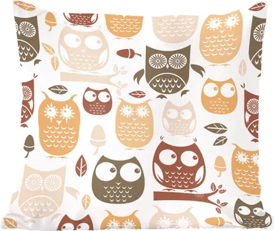 Produktbild von MuchoWow® Zierkissen Sofakissen Wohnzimmer Dekokissen 45x45 cm Herbst - Illustration - Eulen - Schlafpolster - Polster für das Sofa