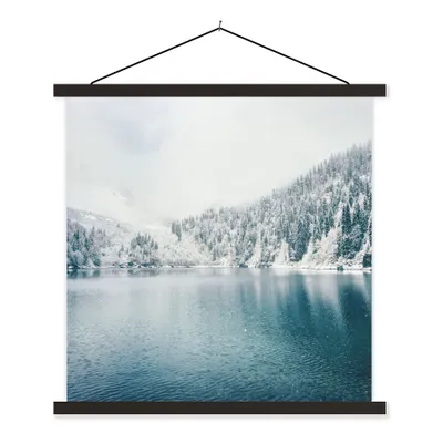 Produktbild von MuchoWow® Textilposter Winter - Wasser - Schnee 60x60 cm mit schwarzem Rahmen - Posteraufhänger