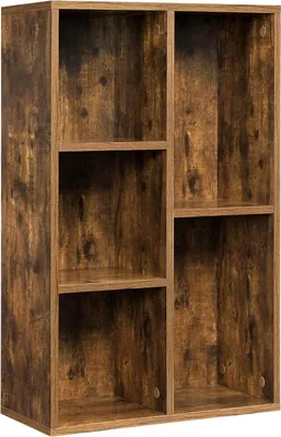 Produktbild von VASAGLE Bücherregal stehend mit 5 Fächern für Wohnzimmer, Arbeitszimmer, Kinderzimmer, Büro, Raumteiler, 50 x 24 x 80 cm, Vintage Braun