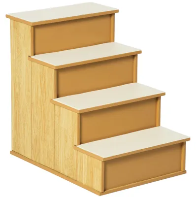 Obrázok produktu pre Schodisko pre psov a mačky, 4 schody, plyšové | Farba: Hnedá | Rozmery: 59x40x54,2 cm