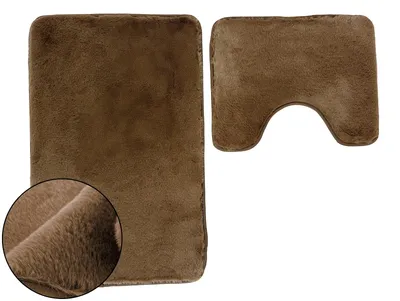 Produktbild von Badematte Badteppich Badvorleger Lombok Braun 2 TLG 50x80 cm + 50x40 cm