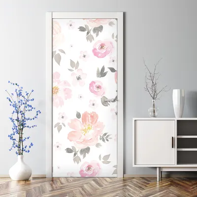Produktbild von Dekorative Türposter Klebefolie selbstklebend Wandaufkleber Vintage Blumenmuster 85 x 200 cm