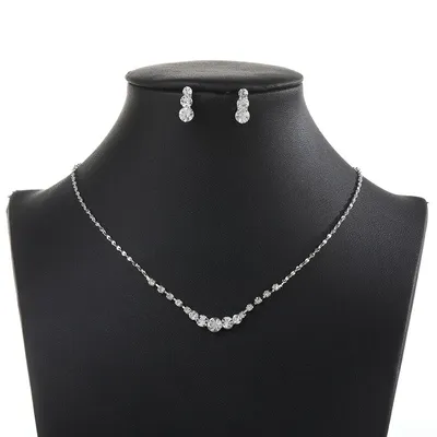 Immagine prodotto di Set di gioielli da sposa in argento colore strass donne collana set elleganter