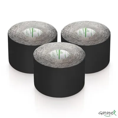 Produktbild von Gatapex 3 Rollen Kinesiologie Tape Schwarz 5, 5 m x 5cm / insgesamt 16,5 Meter
