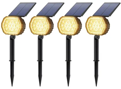 Zdjęcie produktu dla Lampy solarne do użytku zewnętrznego i ogrodowego, zestaw 4 sztuk z 35 diodami LED