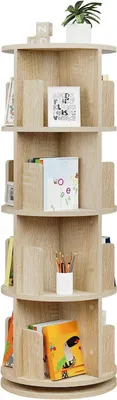 Produktbild von EUGAD drehbares Bücherregal, Standregal, 16 Fächer, φ44xH127,4 cm, Helle Eiche