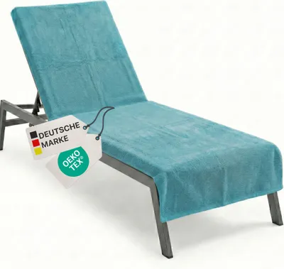 Produktbild von NYVI Frottee Schonbezug für Gartenliege NYVISpa 75x200 cm Türkis - Hygiene Liegestuhlauflage für Sonnenliegen Strandliegen - Handtuch Bezug - 100