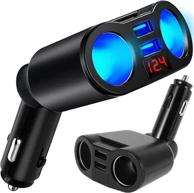 Produktbild von Adaptér do auta s 2 zásuvkami do cigaretového zapaľovača Rozdeľovač LED nabíjačka do auta 2x USB 12V 3,1A Rýchlonabíjacie konektory Tablet GPS adaptér Retoo
