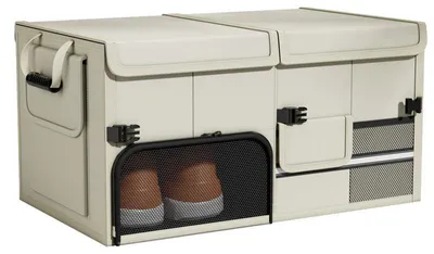 Produktbild von Faltbare Auto Kofferraum Aufbewahrungsbox 60L Organizer aus Oxford Gewebe, Universal, mit Griff, große Kapazität, Weiß